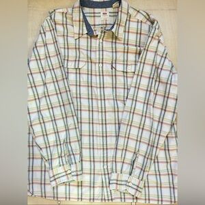 Vtg Levis Men’s Large Shirt Long Sleeve 100% Cotton Button Up Plaid